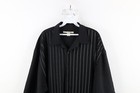 Vintage 90s Streetwear Mens 3xl Striped Stretch Collared Camp Button Shirt Black