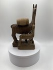 Llama  Llama Animal Hand Carved Wood Figurine Mom   Baby Brown Color Sculpture