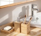 Bathroom Set  3 Pcs Wood Bathroom Soap Dispenser  Toothbrush Holder  Soap Dis   