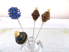 Lot Of 4 Antique Hat Pins With Rhinestones And Faux Pearls