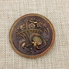 Victorian Antique Brass Button 38mm 1 5  Pictorial Basket Flowers Hat Tinted