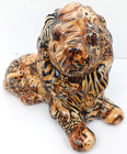 La Vie Safari African Lion Figurine Ceramic Patchwork Wild Animal Print Decor