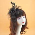 Wlbon Fascinators Hat 20s 50s Headband Hair Clips Flower Mesh Veil Black Tone