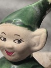 Mcm Vintage Gilner Pixie - Green Elf Sitting With Miniature Porcelain Deer Fawn
