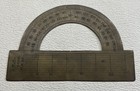 Vintage Brass Protractor Double Scale 0-- 180   Mid Century Engineering Tool -011