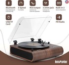 Record Player  3 Speed Bluetooth Turntable With Built-in Speakers  Fm Radio 