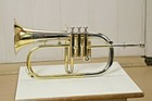 Brass Bb Flugelhorn 3 Valves Gold   Silver Plated Jazz Band Instrument With Case