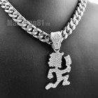 Silver Plated Hatchet Man Cubic Zirconia Pendant   16  30  Cuban Chain Necklace