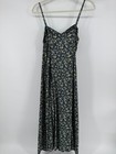 Vintage 90s Floral Maxi Dress Black Cottagecore Grunge Rayon Slip Dress M