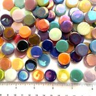 50 Tiles 18 Mm Pearlized Recycled Round Glass Mosaic Tile Pieces - Mixed Colors