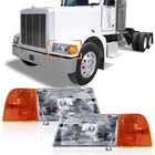 Headlight With Corner Lamp Fit For Peterbilt 385 377 Pair With Corner Lamp
