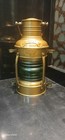 Antique Maritime Ship Lantern     Vintage Nautical Oil Lamp Boat Light Green Glass