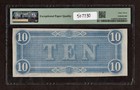 1864  10 T-68 Confederate States Of America Note - Pmg 63 Epq