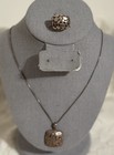 Vtg  Sterling Silver 925 Cobblestone Ring   Pendant Set Necklace Unisex