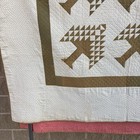 Early 1900s Antique Vintage Pine Tree Of Life Quilt White Brown 