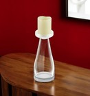 11  Clear Glass Centerpiece Pillar Candle Holder With Candle
