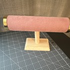 T-bar Bracelet Display Stand Pink Velvet Roll Natural Wood Base Gold Ends