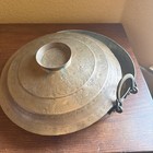 Antique Middle Eastern Heavy Hand-hammered Copper Pan   Inscribed Lid Set     12 