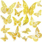 48pcs 3d Gold Butterfly Wall Decor Stickers For Party  Wedding  Birthday  Cake