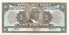 1964-71 Republic Of Haiti Crisp Uncirculated  1 Gourde  Note Dictator Papa Doc