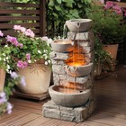 Outdoor 4 Tiered Bowls Floor Waterfall Fountain With Pump Gray