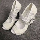 Elegant Women Pumps Peep Toe Platform High Heels Lace Shoes Woman Plus Size 4-20