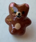 Vintage Tiny Miniature Ceramic Pottery Brown Teddy Bear Thumbtack Pushpin