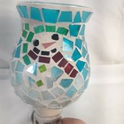 Lot Of 3 Xmas Night Lights Mosaic Snowman Flicker Mistletoe Glitter Nativity 