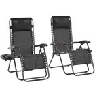 2pcs Outdoor Zero Gravity Chair Breathable Cloth Patio Camping Lounger Set