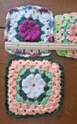 Set Of 3 Vintage Crochet Pot Holders Trivet Hot Pads Multicolor Nos