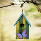 Wooden Decorative Birdhouse Hanging Bird House Handpainted Birds Outdoor Bdhouse