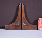 Pair Of 10  Tall French Antique Carved Solid Walnut Brackets Trim Pieces