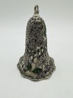 Vintage Pewter Bell Ornament Cloisonne Enameled Leaves   Flowers Numbered