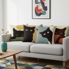 Black Cat Square Pillow Case Cushion Covers 18x18 Inch Linen Lovely Art Dark    