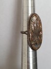 Vintage Mexico 925 Sterling Silver Abalone Shell Marijuana Hemp Leaf Ring Size 6