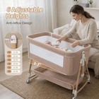 Baby Bassinet Bedside Crib Sleeper W  Wheel Adjustable Height For Infant Newborn