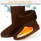 Women Ladies Snow Boots Waterproof Faux Suede Mid-calf Boots Fur Warm Lining Sho