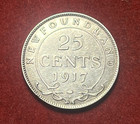 Newfoundland 25 Cents 1917 C Silver Coin Km 17 T10076