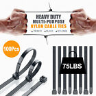 100 Heavy-duty 14  Nylon Cable Ties  Uv-resistant 75lbs For Wire Management