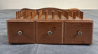 Vtg Wooden Sewing Bobbin Thread Box Footed With Drawer Craft Storage   50 Spools