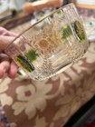 Set 4 Moser  Bohemian Lobed Glass Bowls W Underplate Gold Green Jewels   2