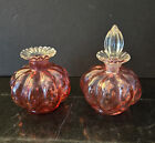 Fenton Vintage  cranberry  Melon Vanity Set Perfumes And Powder