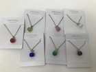Silver Necklace earring Set With Apple Gemstone Crystal  7 Colors To Choose From