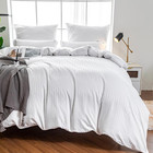 White Striped Hotel Duvet Cover 3 Pcs Set King Size 104x90 Inches With Zipper Cl