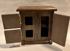 Vintage Oak Wood Dollhouse Miniature Ice Box - Doors Open