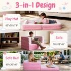 Toddler Travel Bed Sofa Portable Foldable Kids Play Mat 3-in-1 Light Cot Pink