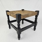Vintage Weaved Rope Rush Foot Stool Stepstool Plant Stand Primitive Arts   Craft