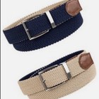 Tommy Bahama Men s Reversible Woven Belt Size Small Medium Navy Tan Leather Trim