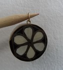 Vintage Tiny Pill Box Mother Of Pearl Enamel   Brass Gold Filled Pendant Trinket