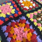 Vtg Handmade Granny Square Afghan Throw Blanket Black Trim 40 x58  Cottagecore